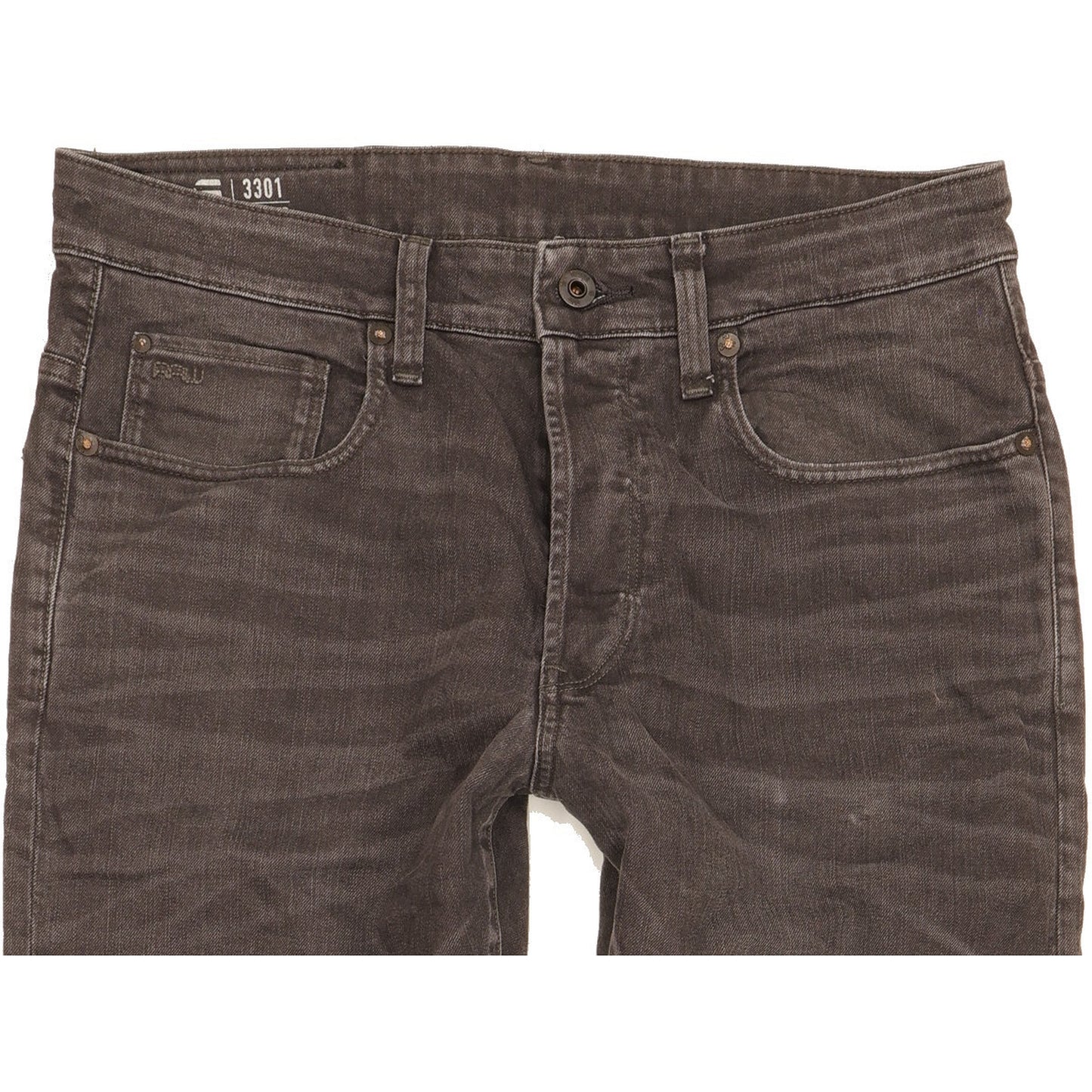 G-Star 3301 Men Grey Tapered Slim Stretch Jeans W32 L31