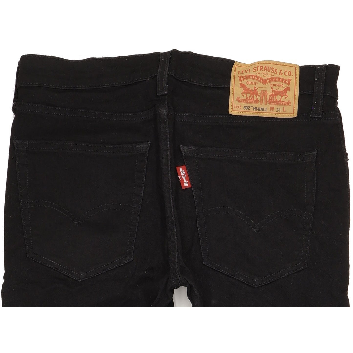 Levi's 502 Hi-Ball Men Black Tapered Regular Stretch Jeans W34 L30
