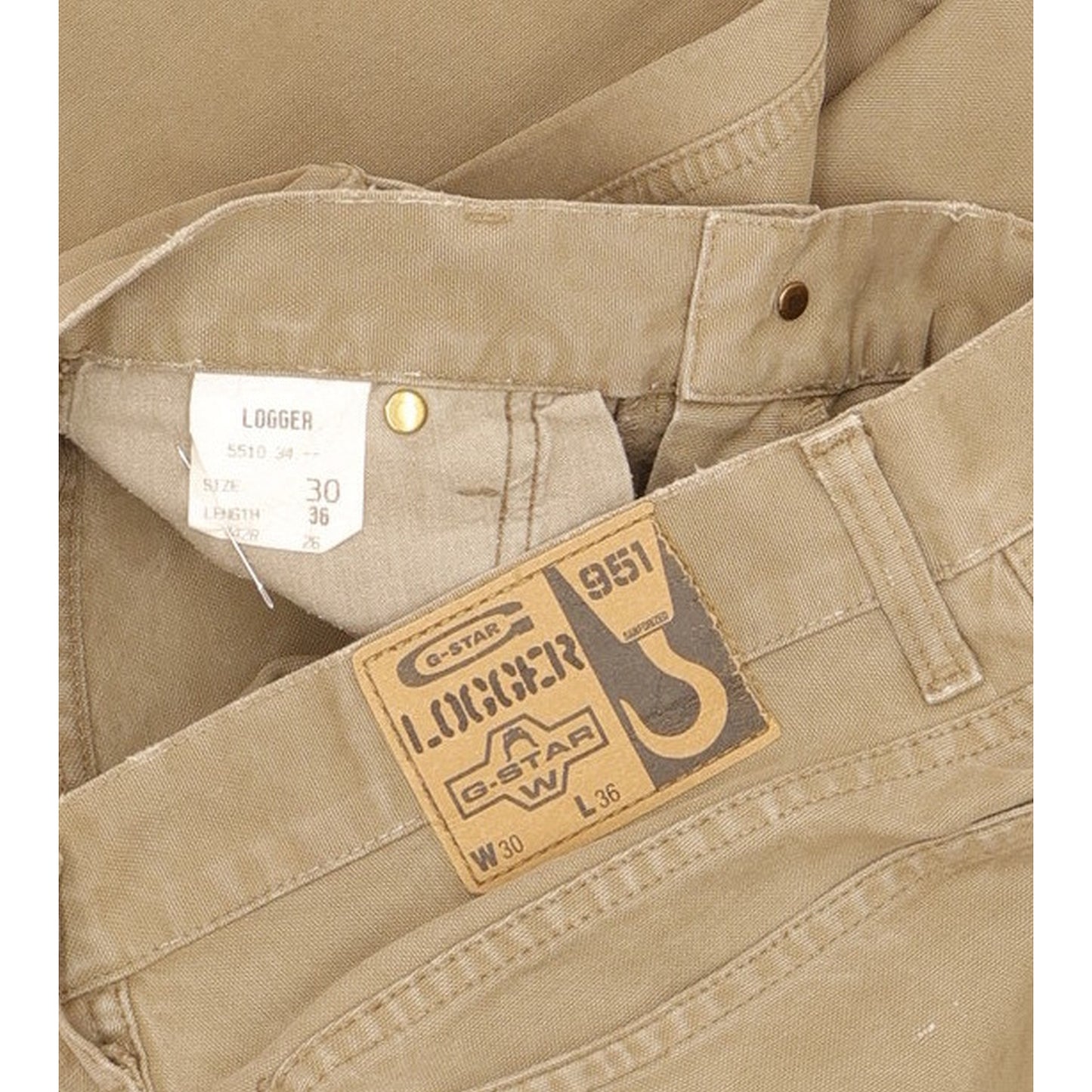 G-Star Logger Men Beige Straight Loose Jeans W30 L35