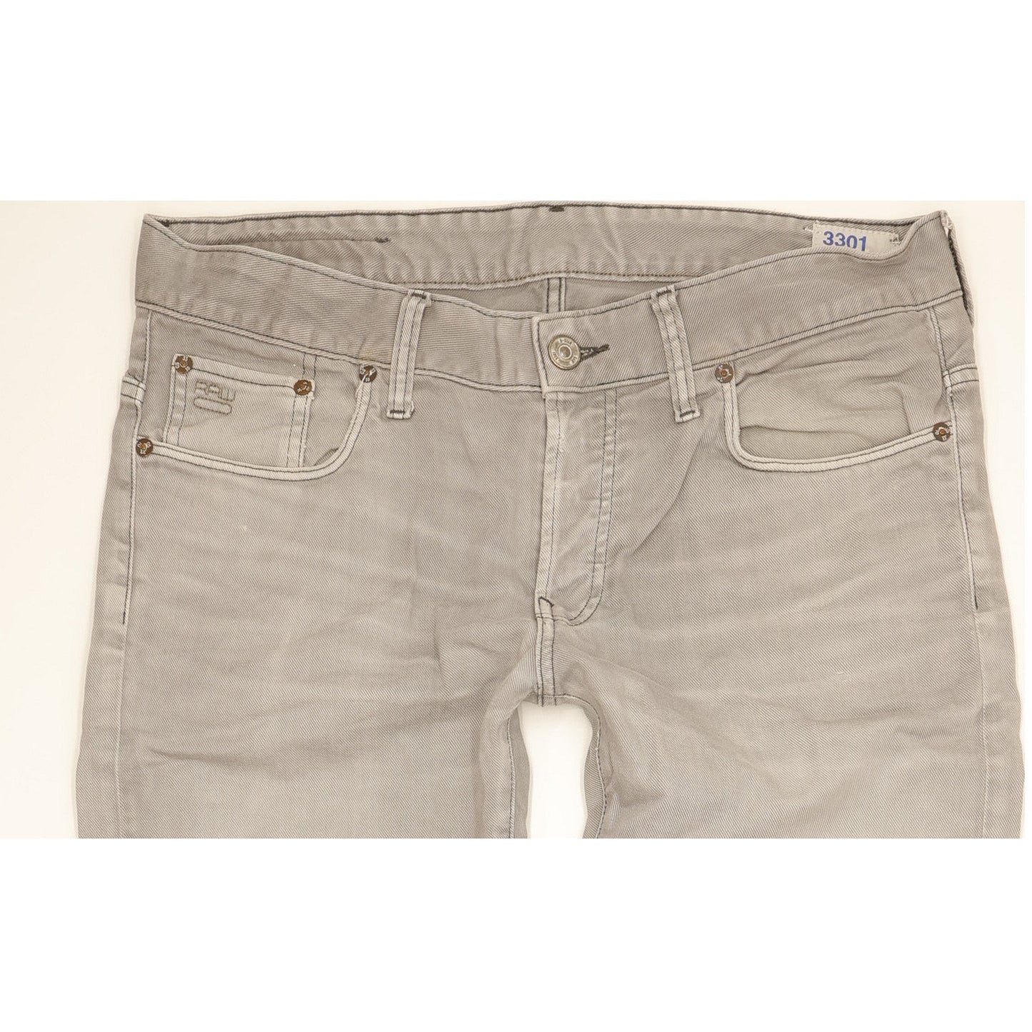 G-Star 3301 Men Grey Tapered Slim Jeans W34 L34