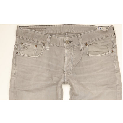 G-Star 3301 Men Grey Tapered Slim Jeans W34 L34
