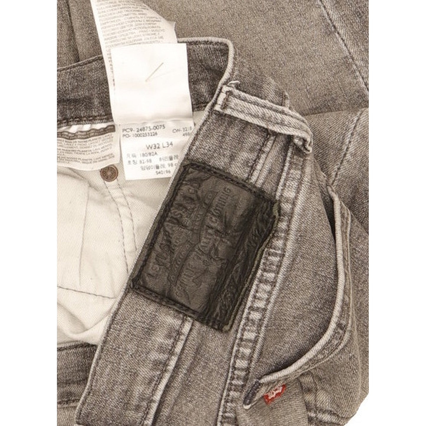 Levi's 519 Men Grey Skinny Slim Stretch Jeans W32 L33