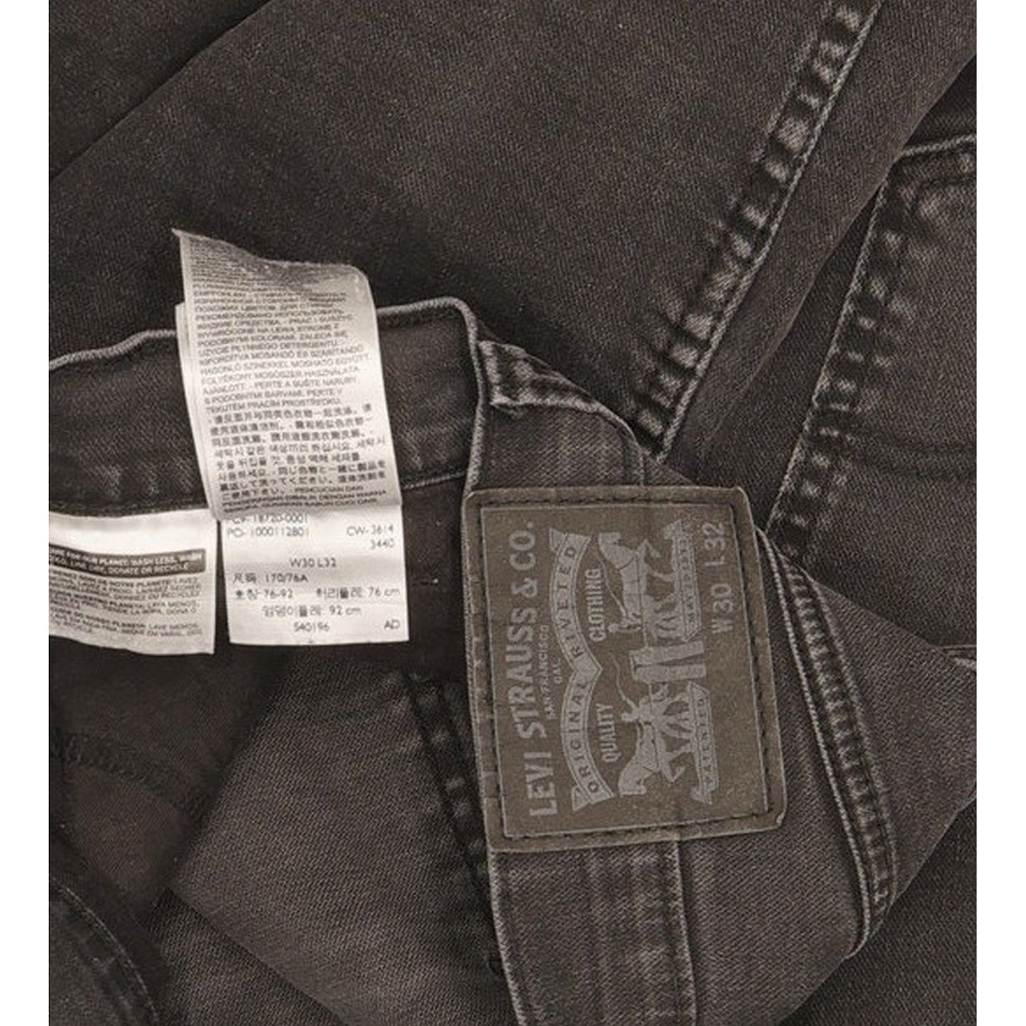 Levi's Men Black Straight Regular Stretch Jeans W30 L27
