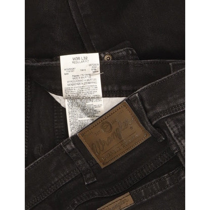Wrangler Durable Quality Men Black Straight Regular Stretch Jeans W36 L31