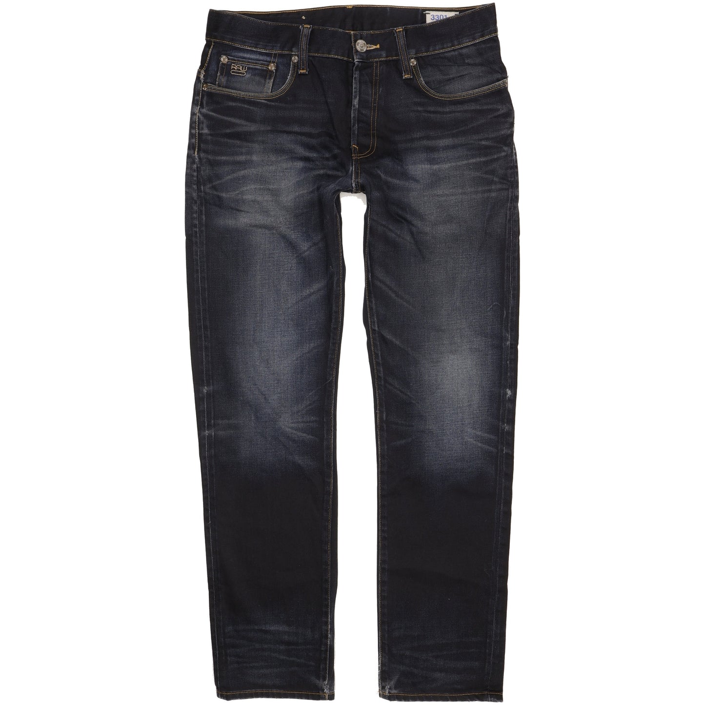G-Star 3301 Men Navy Straight Regular Jeans W34 L31