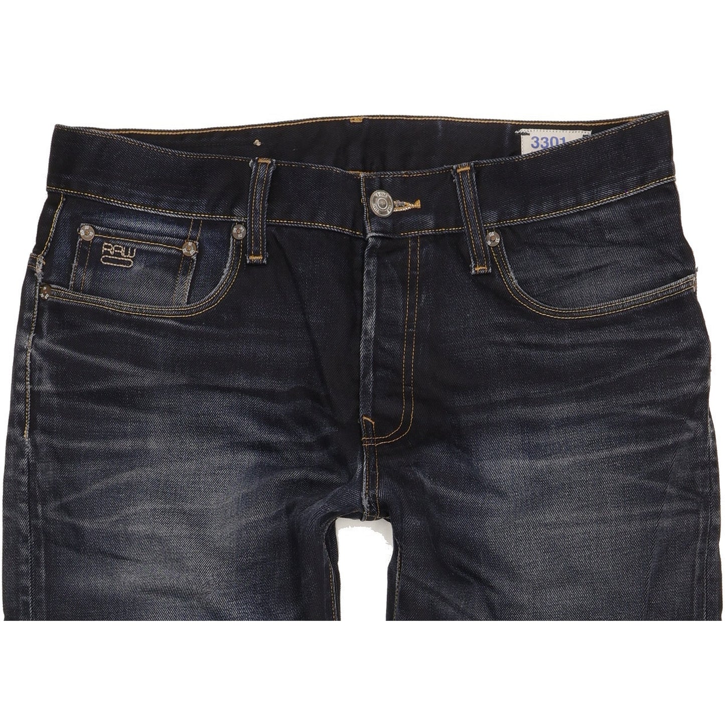 G-Star 3301 Men Navy Straight Regular Jeans W34 L31