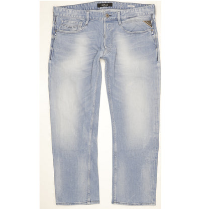 Replay Newbill Men Blue Straight Regular Stretch Jeans W36 L29