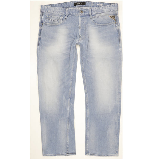 Replay Newbill Men Blue Straight Regular Stretch Jeans W36 L29