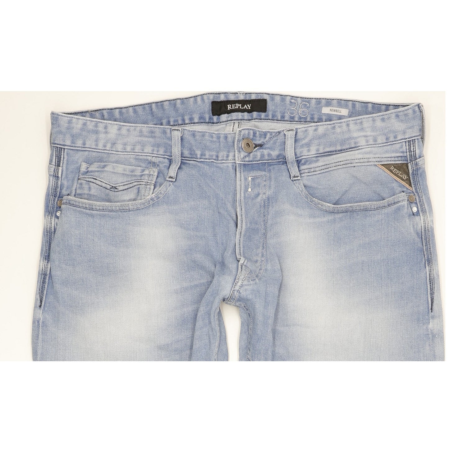 Replay Newbill Men Blue Straight Regular Stretch Jeans W36 L29