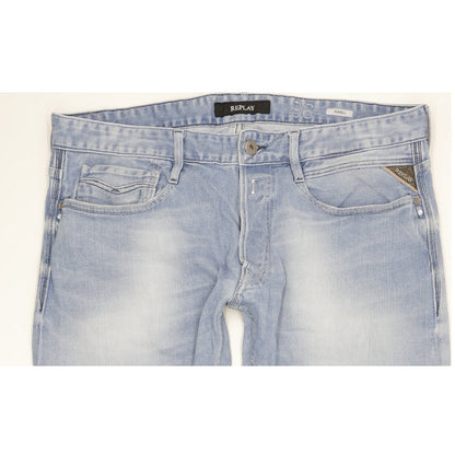 Replay Newbill Men Blue Straight Regular Stretch Jeans W36 L29