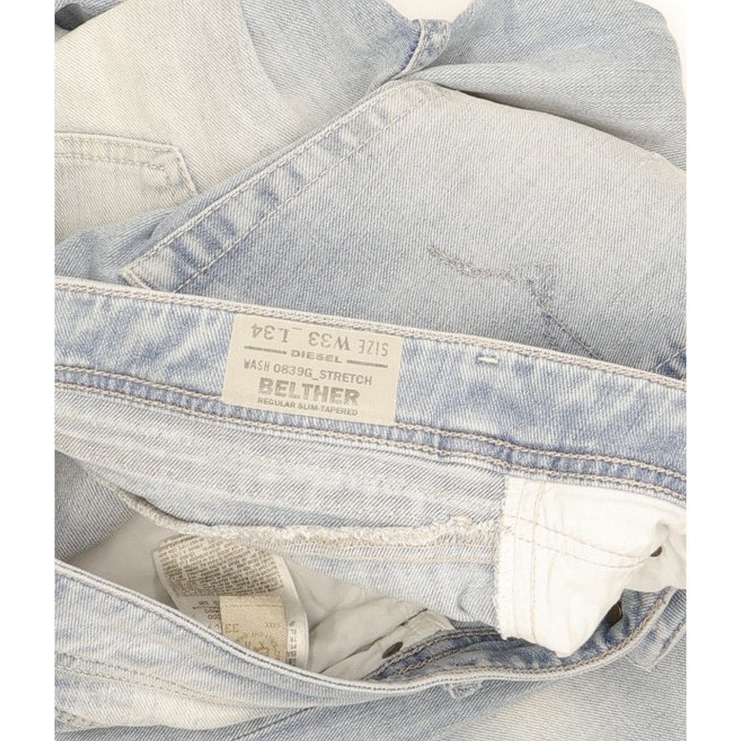 Diesel Belther Men Blue Tapered Slim Stretch Jeans W33 L33