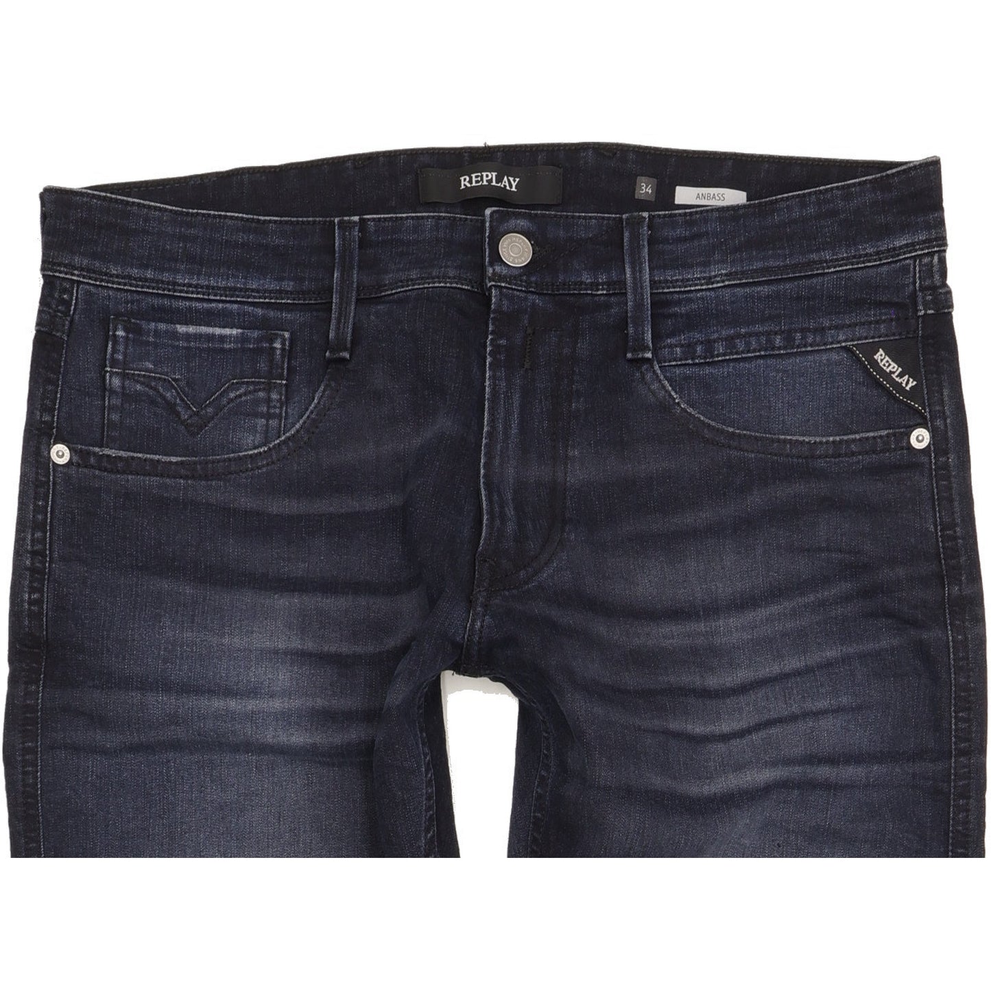 Replay Anbass Men Blue Skinny Slim Stretch Jeans W34 L34