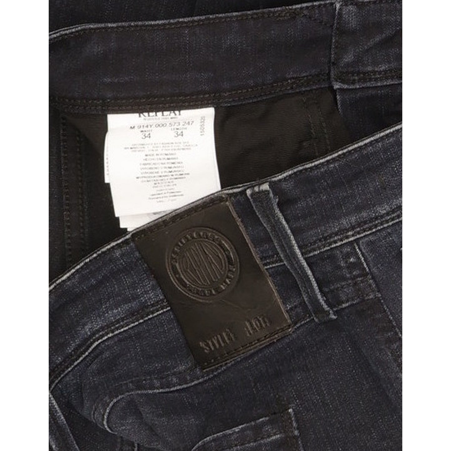 Replay Anbass Men Blue Skinny Slim Stretch Jeans W34 L34
