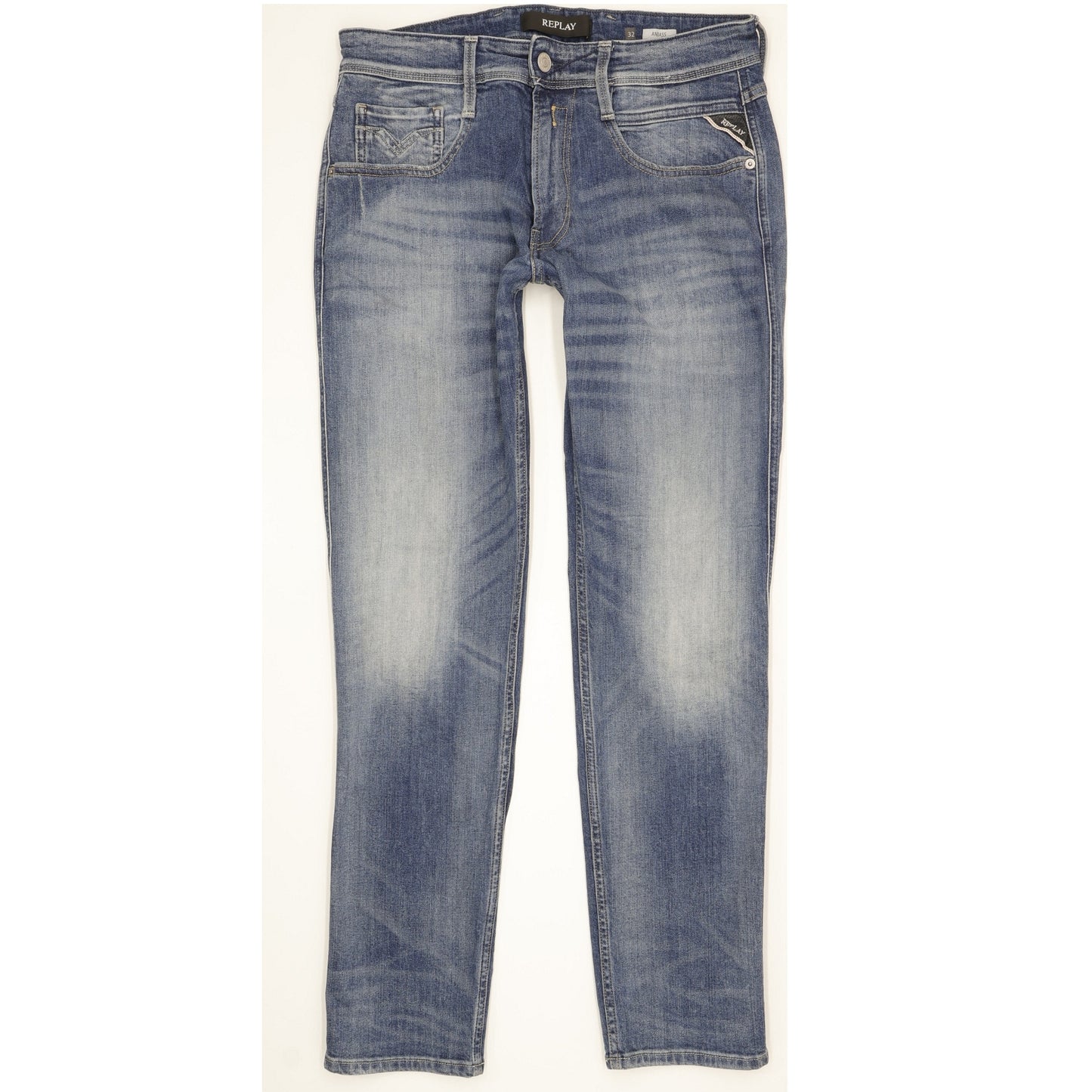Replay Anbass Men Blue Skinny Slim Stretch Jeans W32 L30