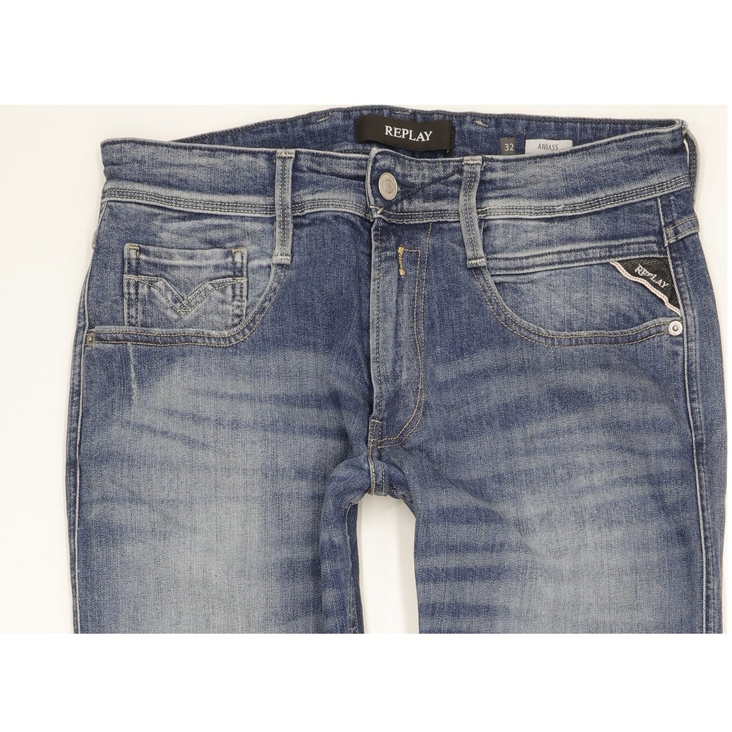 Replay Anbass Men Blue Skinny Slim Stretch Jeans W32 L30