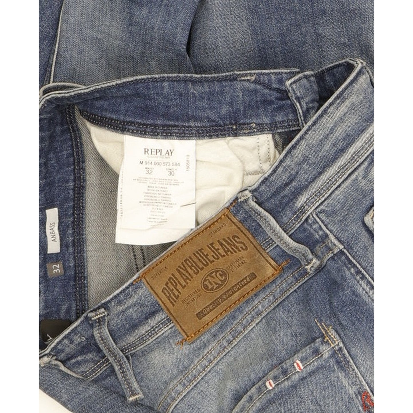 Replay Anbass Men Blue Skinny Slim Stretch Jeans W32 L30