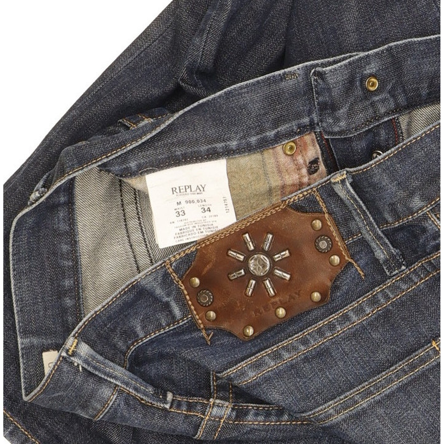 Replay Rood Men Blue Straight Slim Jeans W33 L33