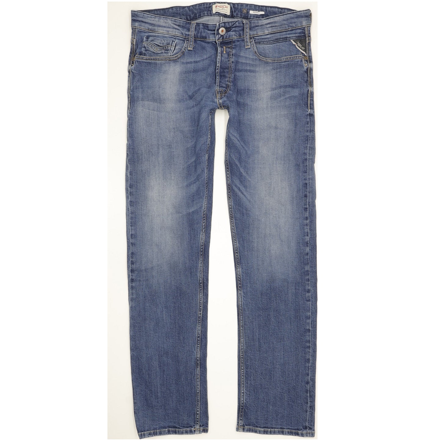 Replay Newbill Men Blue Straight Slim Stretch Jeans W34 L33