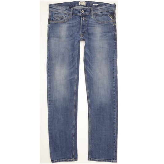 Replay Newbill Men Blue Straight Slim Stretch Jeans W34 L33