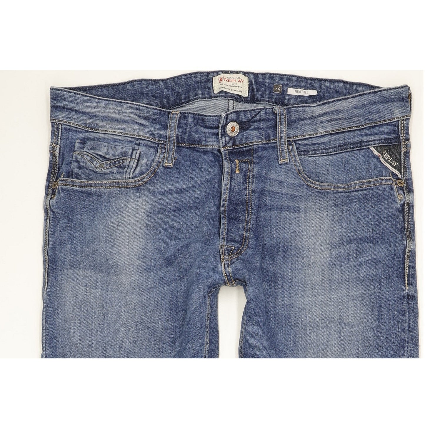 Replay Newbill Men Blue Straight Slim Stretch Jeans W34 L33