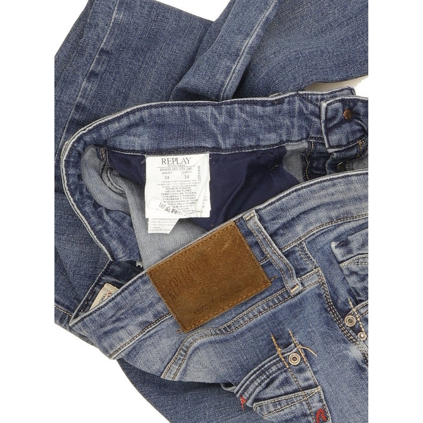 Replay Newbill Men Blue Straight Slim Stretch Jeans W34 L33