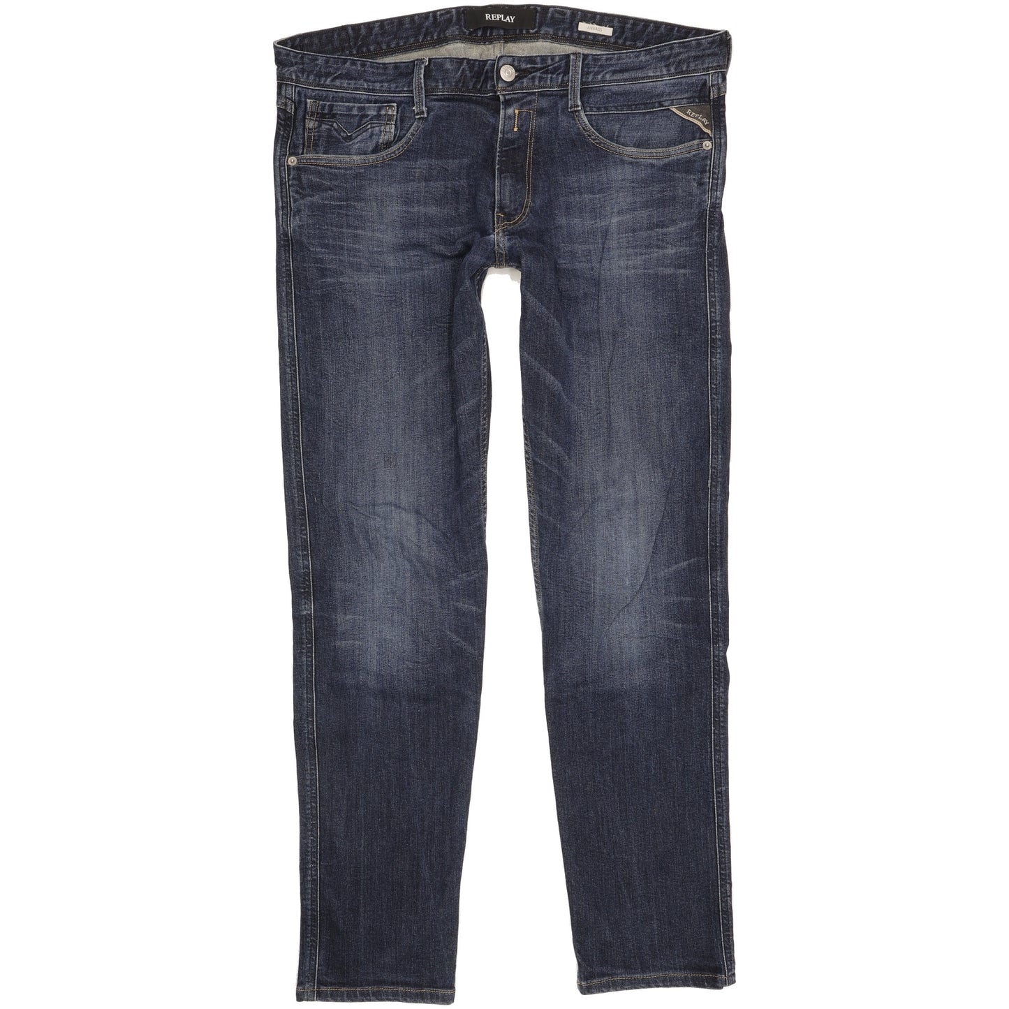 Replay Anbass Men Blue Straight Slim Stretch Jeans W34 L31