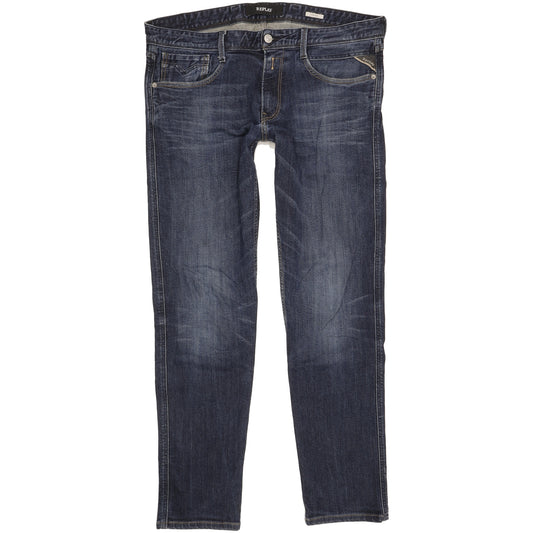 Replay Anbass Men Blue Straight Slim Stretch Jeans W34 L31