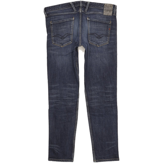 Replay Anbass Men Blue Straight Slim Stretch Jeans W34 L31