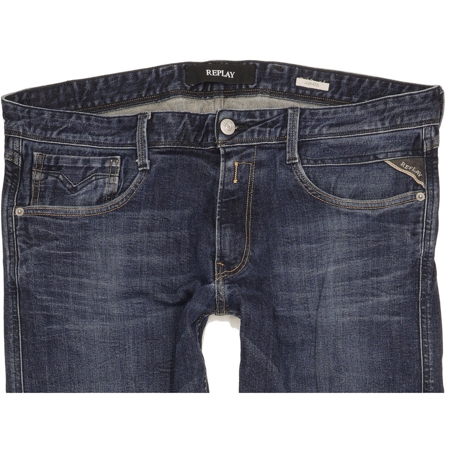 Replay Anbass Men Blue Straight Slim Stretch Jeans W34 L31