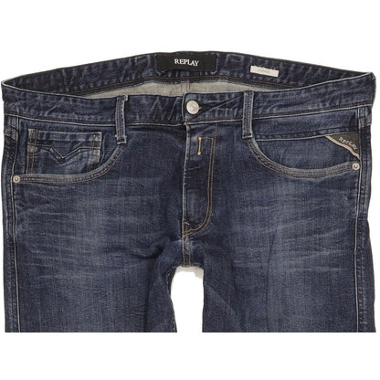 Replay Anbass Men Blue Straight Slim Stretch Jeans W34 L31
