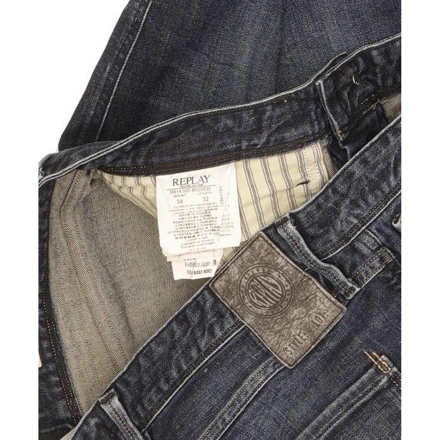 Replay Anbass Men Blue Straight Slim Stretch Jeans W34 L31