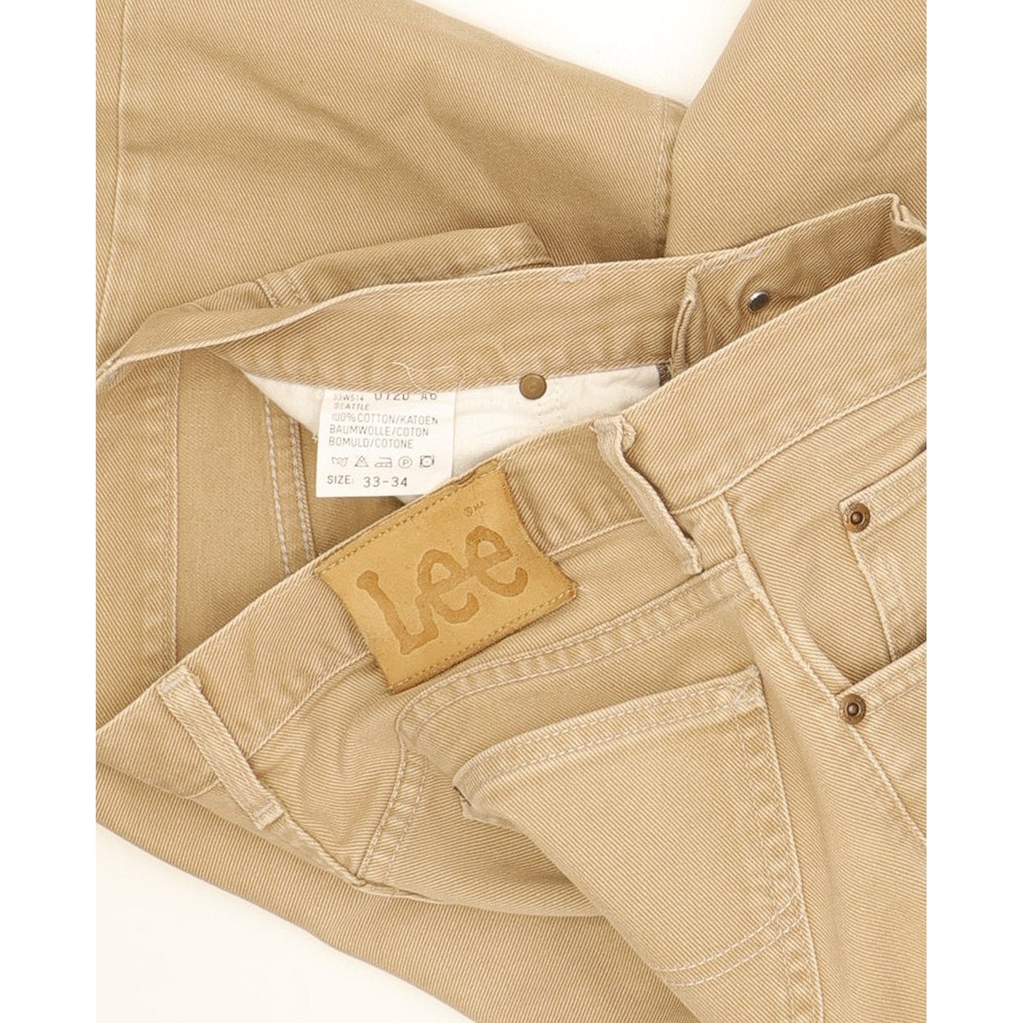 Lee Seattle Men Brown Straight Regular Jeans W33 L32