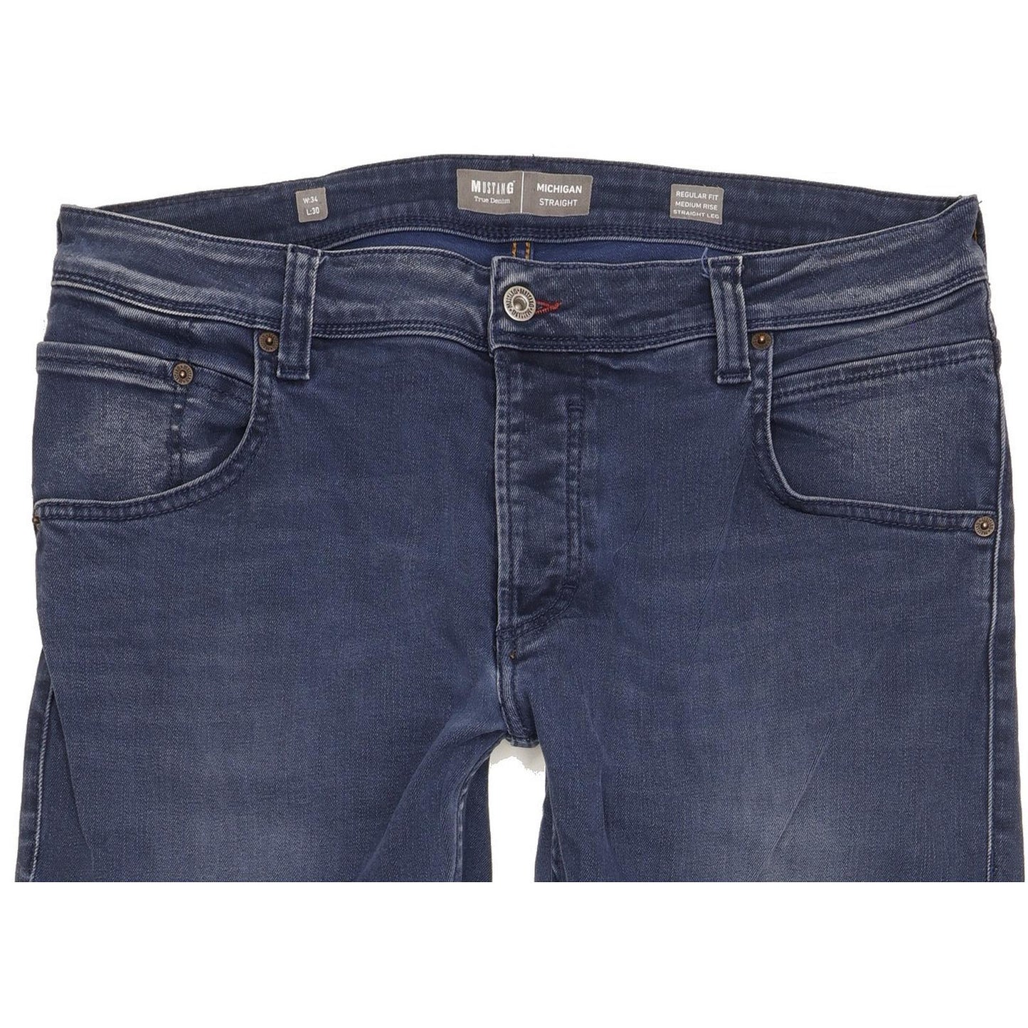 Mustang Michigan Men Blue Straight Regular Stretch Jeans W34 L29