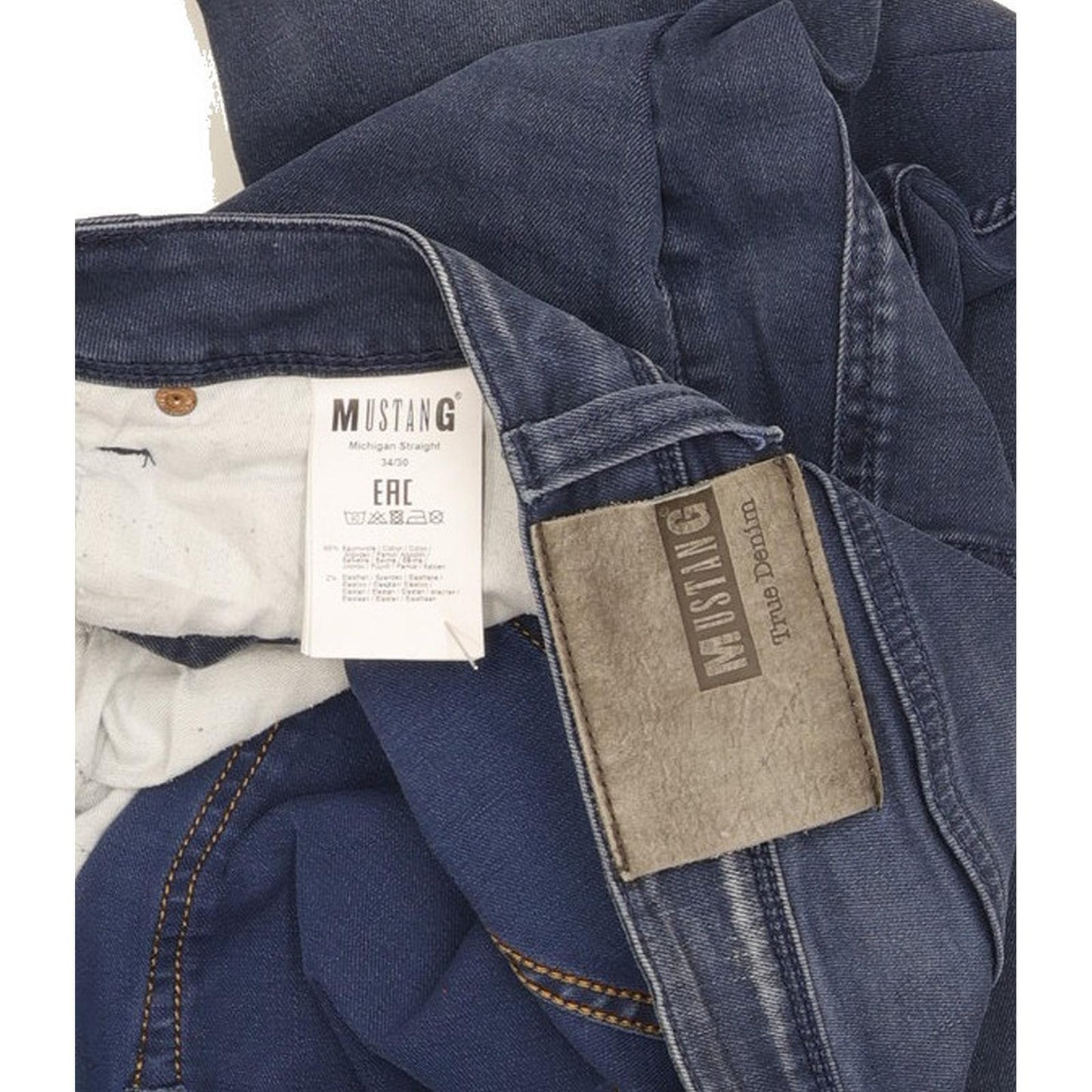 Mustang Michigan Men Blue Straight Regular Stretch Jeans W34 L29