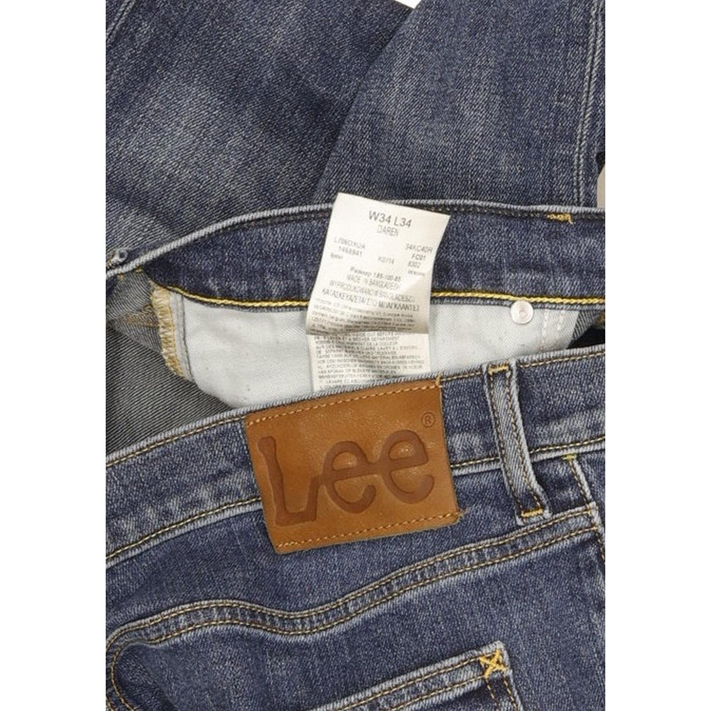 Lee Daren Men Blue Straight Slim Stretch Jeans W34 L34