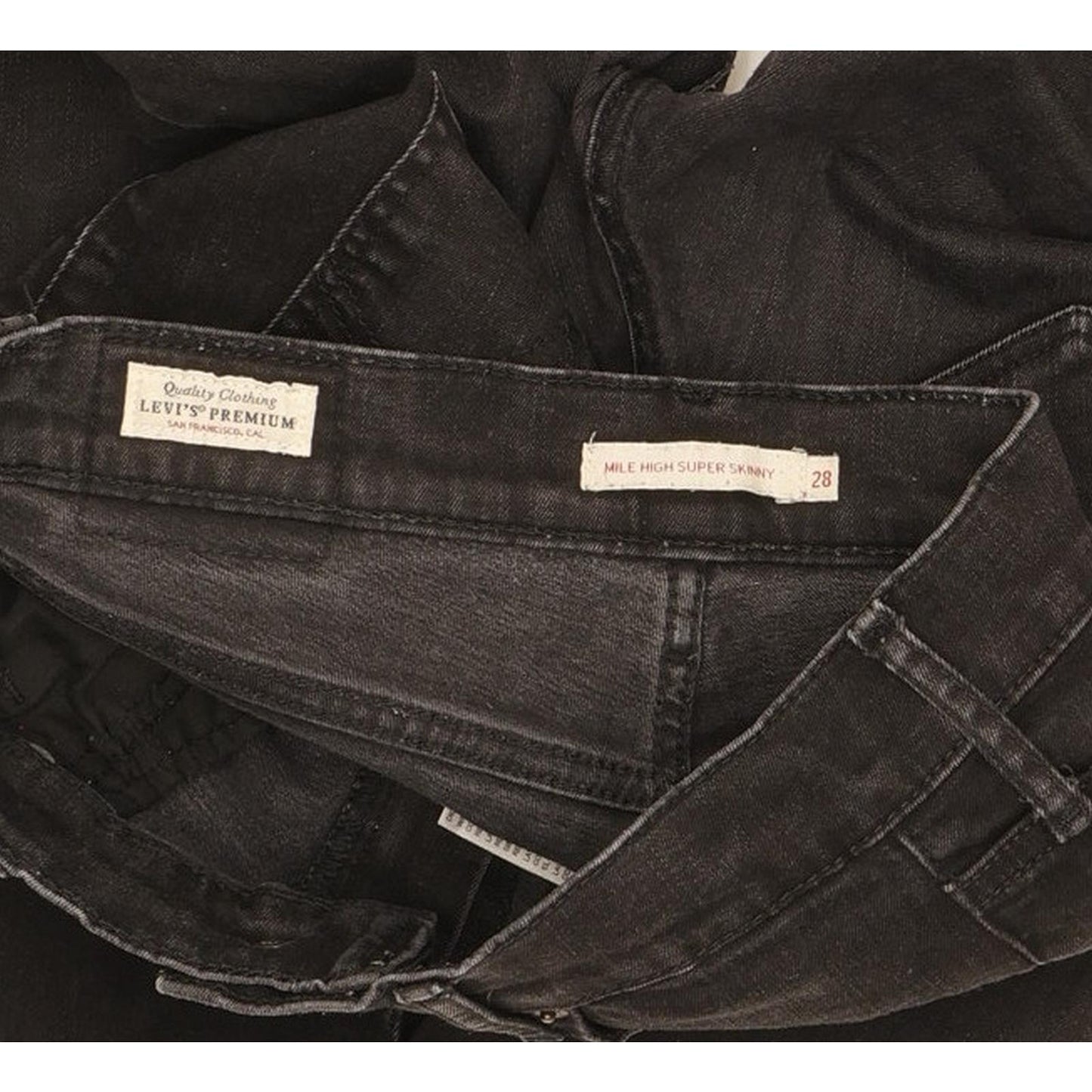 Levi's Mile Black Skinny Slim Stretch Jeans High Waisted W28 L28
