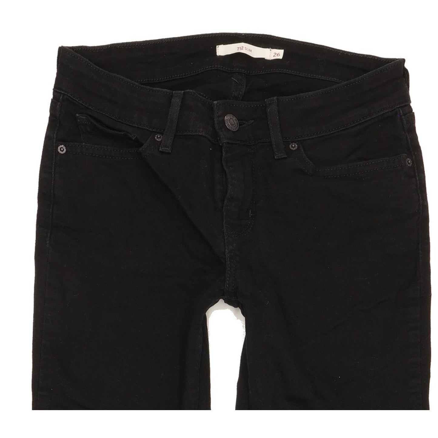 Levi's 712 Women Black Straight Slim Stretch Jeans W26 L29