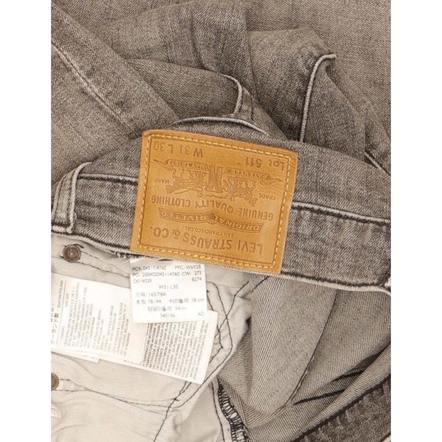 Levi's 511 Men Grey Straight Slim Stretch Jeans W31 L30