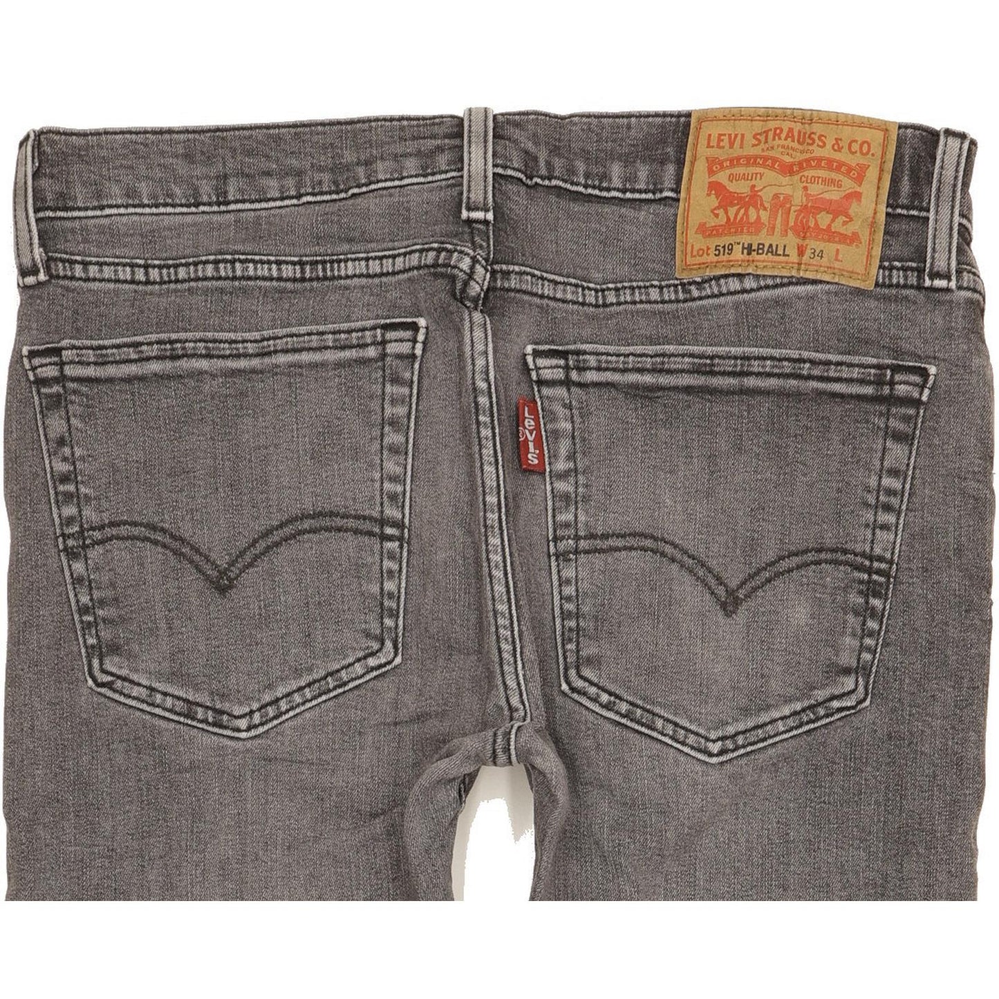 Levi's 519 Hi-Ball Men Grey Skinny Slim Stretch Jeans W34 L30