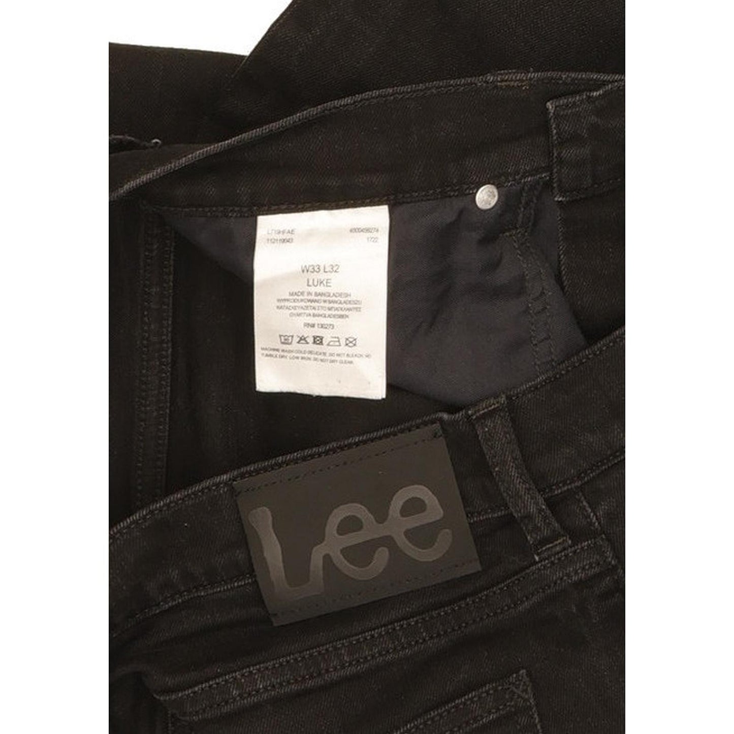 Lee Luke Men Black Skinny Slim Stretch Jeans W33 L31