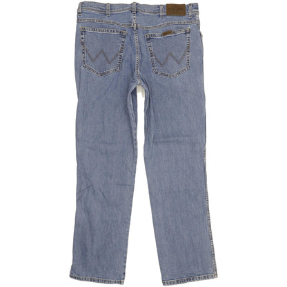 Wrangler Durable Quality Men Blue Straight Regular Stretch Jeans W38 L32
