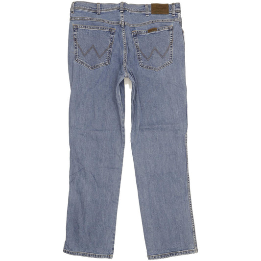 Wrangler Durable Quality Men Blue Straight Regular Stretch Jeans W38 L32