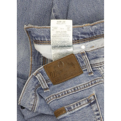 Wrangler Durable Quality Men Blue Straight Regular Stretch Jeans W38 L32