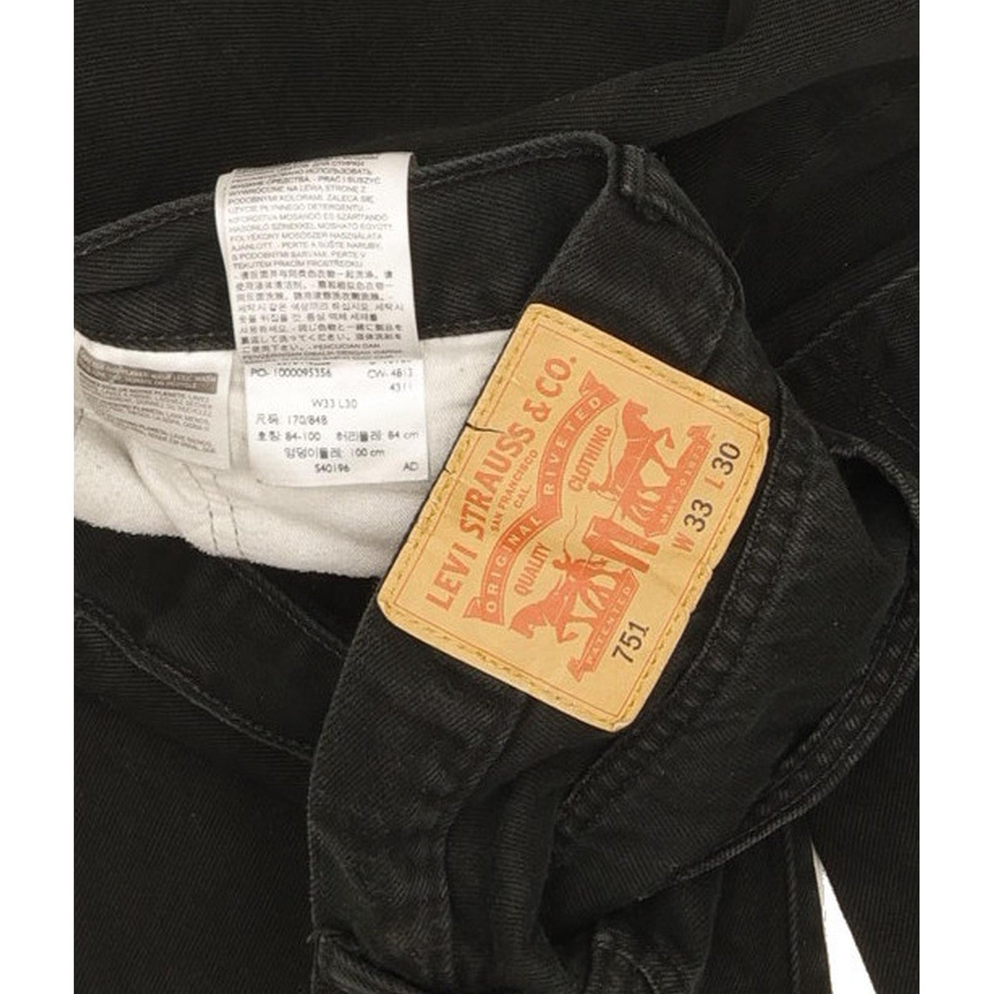 Levi's 751 Men Black Straight Regular Jeans W33 L29