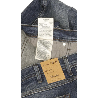 Wrangler Arizona Men Blue Straight Regular Stretch Jeans W35 L34