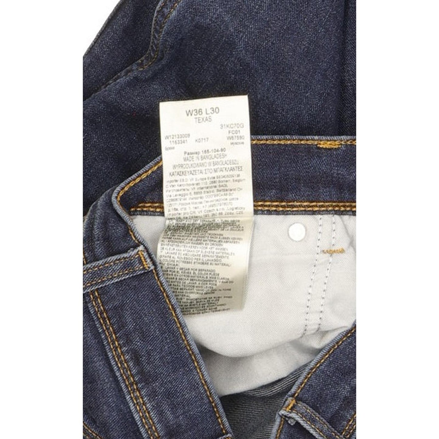 Wrangler Texas Men Blue Straight Regular Stretch Jeans W36 L30