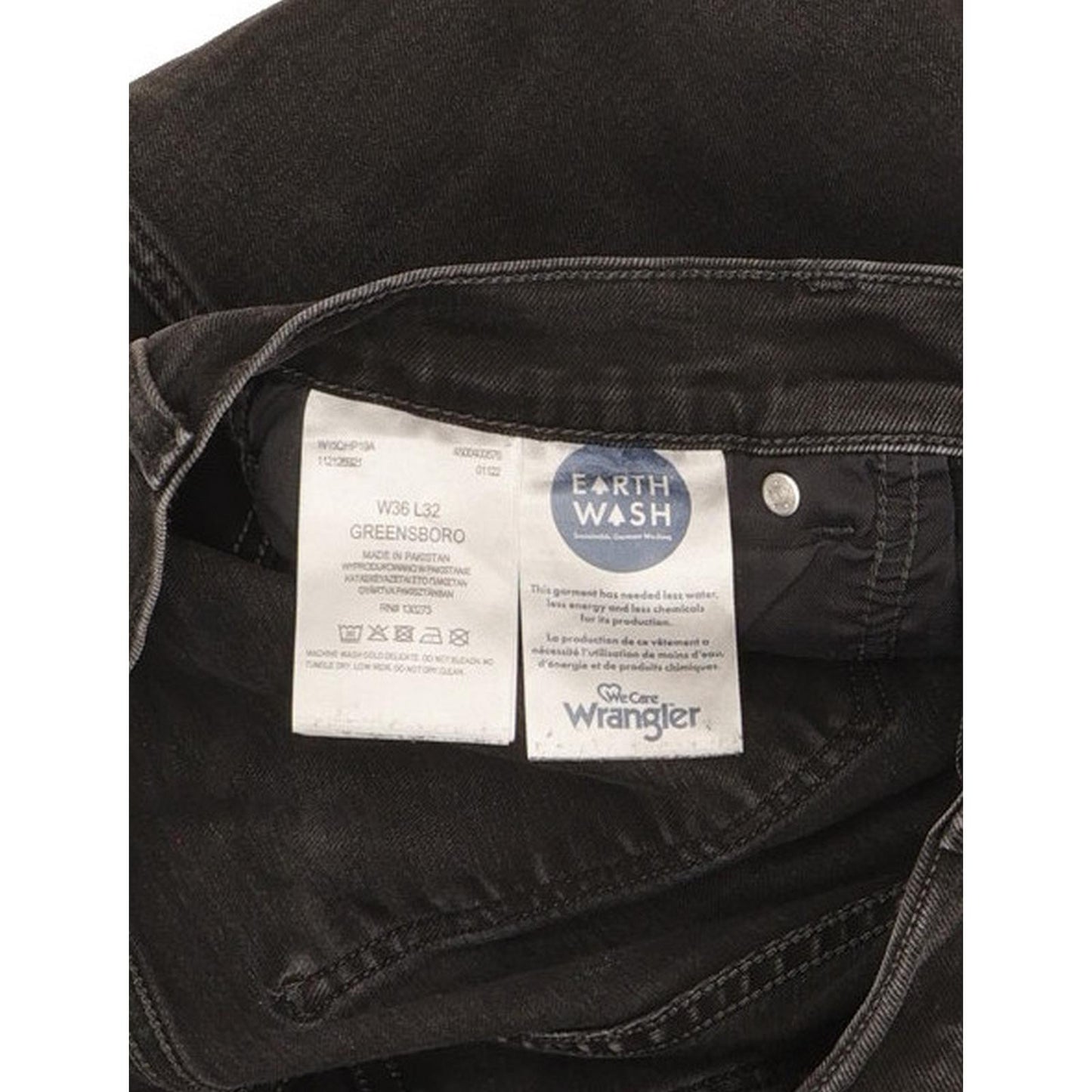 Wrangler Greensboro Men Black Straight Regular Stretch Jeans W36 L30