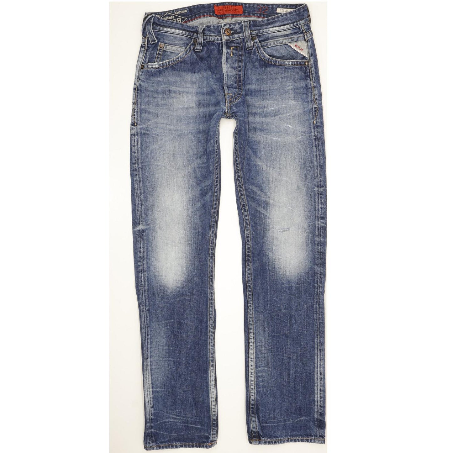 Replay Tillbor Men Blue Straight Slim Stretch Jeans W32 L32