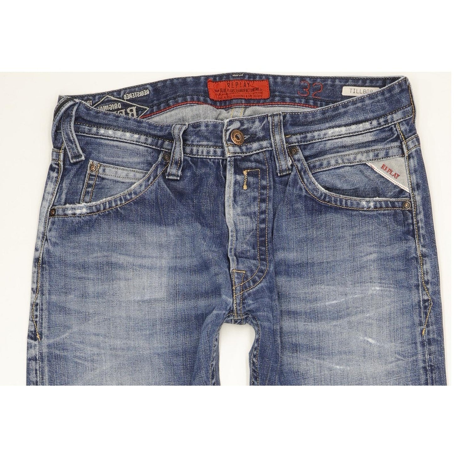 Replay Tillbor Men Blue Straight Slim Stretch Jeans W32 L32