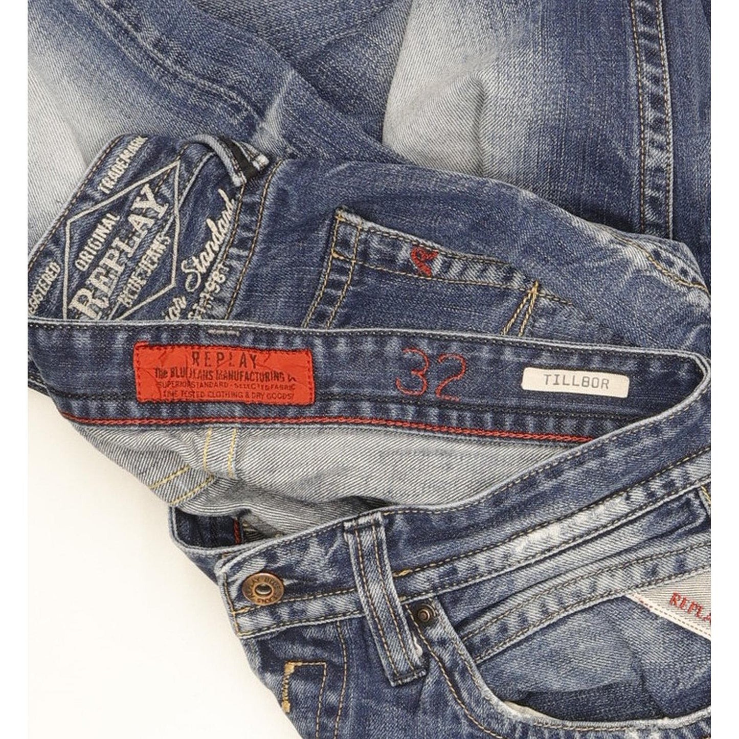 Replay Tillbor Men Blue Straight Slim Stretch Jeans W32 L32